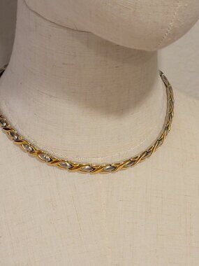 Hugs and Kisses Steel and Therapeutic Magnet Necklace, SLVR & GLD. Beautiful!